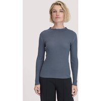 hessnatur Damen Strick Pullover Fitted aus TENCEL™ Lyocell mit Bio-Baumwolle - blau - Größe L von hessnatur