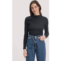 hessnatur Damen Strick Pullover Fitted aus TENCEL™ Lyocell mit Bio-Baumwolle - schwarz - Größe M von hessnatur