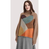 hessnatur Damen Strick Pullover Oversize aus Alpaka mit Bio-Baumwolle - braun - Größe onesize von hessnatur