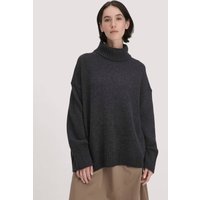 hessnatur Damen Strick Pullover Oversize aus Bio-Merinowolle mit Bio-Baumwolle - grau - Größe onesize von hessnatur