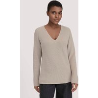 hessnatur Damen Strick Pullover Regular aus Bio-Baumwolle - beige - Größe XL von hessnatur
