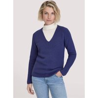 hessnatur Damen Strick Pullover Regular aus Bio-Baumwolle - blau - Größe S von hessnatur