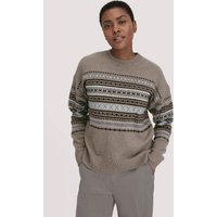 hessnatur Damen Strick Pullover Relaxed BETTER RECYCLING aus Bio-Merinowolle - braun - Größe S von hessnatur