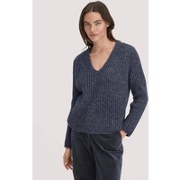hessnatur Damen Strick Pullover Relaxed aus Alpaka mit Bio-Baumwolle - blau - Größe XS von hessnatur