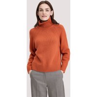 hessnatur Damen Strick Pullover Relaxed aus Bio-Merinowolle mit Bio-Baumwolle - orange - Größe L von hessnatur