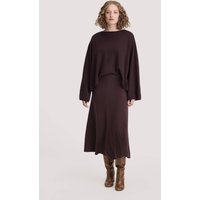 hessnatur Damen Strick Rock Midi Regular aus Bio-Merinowolle mit Cashmere - braun - Größe M von hessnatur
