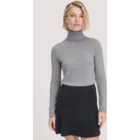 hessnatur Damen Strick Rollkragen Pullover Slim aus Bio-Merinowolle - grau - Größe XS von hessnatur