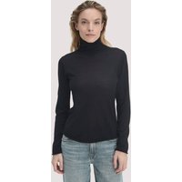 hessnatur Damen Strick Rollkragen Pullover Slim aus Bio-Merinowolle - schwarz - Größe XL von hessnatur