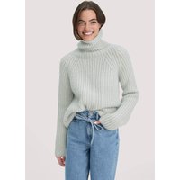 hessnatur Damen Strick Rollkragenpullover Relaxed aus Alpaka mit Bio-Baumwolle - blau - Größe M von hessnatur