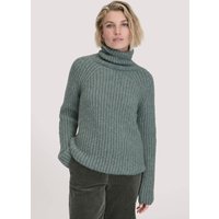 hessnatur Damen Strick Rollkragenpullover Relaxed aus Alpaka mit Bio-Baumwolle - grün - Größe XS von hessnatur