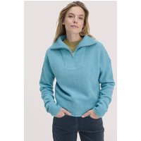 hessnatur Damen Strick Troyer Relaxed BETTER RECYCLING aus Bio-Merinowolle - blau - Größe XL von hessnatur