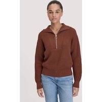 hessnatur Damen Strick Troyer Relaxed aus Bio-Baumwolle - braun - Größe XS von hessnatur