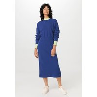 hessnatur Damen Strickkleid Midi Relaxed aus Bio-Baumwolle - blau - Größe 42 von hessnatur