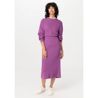 hessnatur Damen Strickkleid Midi Relaxed aus Bio-Baumwolle - lila - Größe 46 von hessnatur