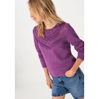 hessnatur Damen Strickpullover Regular aus Bio-Baumwolle - lila - Größe 38 von hessnatur