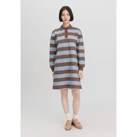 hessnatur Damen Sweat Kleid Streifen Relaxed aus Bio-Baumwolle - braun - Größe S von hessnatur