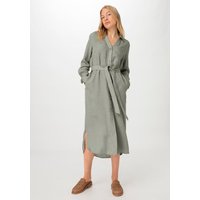 hessnatur Damen Tunika Kleid Midi Relaxed aus Leinen - grün - Größe 46 von hessnatur