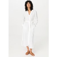 hessnatur Damen Tunika Kleid Midi Relaxed aus Leinen - weiß - Größe 46 von hessnatur