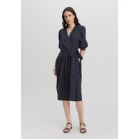 hessnatur Damen WUNDERKIND × hessnatur Wrap Kleid Midi Relaxed aus Leinen - blau - Größe 34 von hessnatur