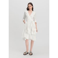 hessnatur Damen WUNDERKIND × hessnatur Wrap Kleid Regular aus Leinen - weiß - Größe 34 von hessnatur