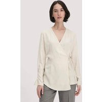 hessnatur Damen Wickelbluse Regular aus TENCEL™ Lyocell - beige - Größe 46 von hessnatur