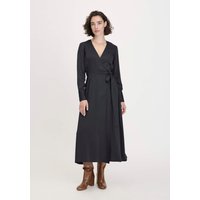 hessnatur Damen Wickelkleid Knöchellang Regular aus LENZING™ ECOVERO™ Viskose - schwarz - Größe 40 von hessnatur