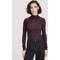 hessnatur Damen Wolle-Mix Longlseeve Fitted aus Bio-Merinowolle und TENCEL™ Lyocell - braun - Größe 42 von hessnatur