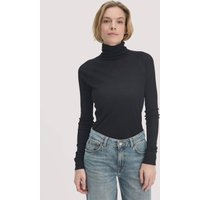 hessnatur Damen Wolle-Mix Longlseeve Fitted aus Bio-Merinowolle und TENCEL™ Lyocell - schwarz - Größe 42 von hessnatur