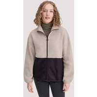 hessnatur Damen Wollfleece Jacke Oversize aus Bio-Merinowolle mit Bio-Baumwolle - beige - Größe S von hessnatur