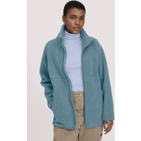 hessnatur Damen Wollfleece Jacke Oversized aus Bio-Merinowolle - blau - Größe S von hessnatur
