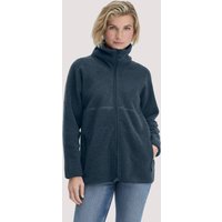 hessnatur Damen Wollfleece Jacke Oversized aus Bio-Merinowolle - blau - Größe XS von hessnatur