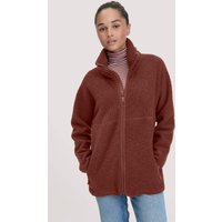 hessnatur Damen Wollfleece Jacke Oversized aus Bio-Merinowolle - braun - Größe L von hessnatur