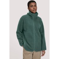 hessnatur Damen Wollfleece Jacke Oversized aus Bio-Merinowolle - grün - Größe S von hessnatur