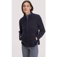hessnatur Damen Wollfleece Jacke Regular aus Bio-Merinowolle - blau - Größe M von hessnatur