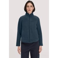 hessnatur Damen Wollfleece Jacke Regular aus Bio-Merinowolle - blau - Größe S von hessnatur