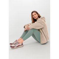 hessnatur Damen Wollfleece Jacke mit Kapuze aus Bio-Merinowolle - beige - Größe M von hessnatur