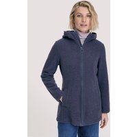 hessnatur Damen Wollfleece Kapuzen-Jacke Regular aus Bio-Merinowolle und Bio-Baumwolle - blau - Größe XL von hessnatur