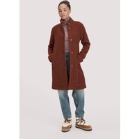 hessnatur Damen Wollfleece Mantel Regular aus Bio-Merinowolle - braun - Größe 46 von hessnatur