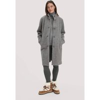 hessnatur Damen Wollfleece Mantel Regular aus Bio-Merinowolle - grau - Größe 42 von hessnatur