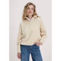 hessnatur Damen Wollfleece Troyer Relaxed aus Bio-Merinowolle mit Bio-Baumwolle - beige - Größe XS von hessnatur