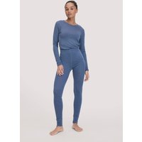 hessnatur Damen Wool-Silk Leggings aus Bio-Merinowolle mit Seide - blau - Größe 42 von hessnatur