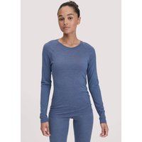 hessnatur Damen Wool-Silk Longsleeve aus Bio-Merinowolle mit Seide - blau - Größe 36 von hessnatur