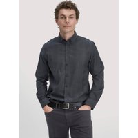 hessnatur Herren Flanell Hemd Regular aus Bio-Baumwolle mit TENCEL™ Lyocell - grau - Größe S37/38 von hessnatur