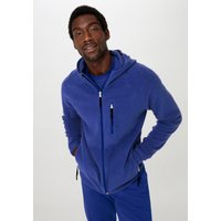 hessnatur Herren Fleece Jacke Kapuze Relaxed aus Bio-Baumwolle - blau - Größe 46 von hessnatur