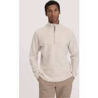 hessnatur Herren Fleece Troyer Relaxed aus Bio-Baumwolle - beige - Größe 48 von hessnatur