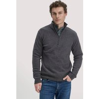 hessnatur Herren Fleece Troyer Relaxed aus Bio-Baumwolle - grau - Größe 52 von hessnatur