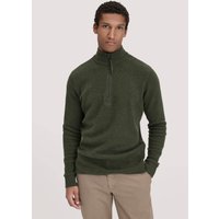 hessnatur Herren Fleece Troyer Relaxed aus Bio-Baumwolle - grün - Größe 50 von hessnatur