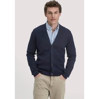 hessnatur Herren Milano Strick-Cardigan Regular aus Bio-Merinowolle und Bio-Baumwolle - blau - Größe XL von hessnatur