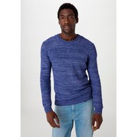 hessnatur Herren Mouliné-Pullover Regular aus Bio-Leinen und Bio-Baumwolle - blau - Größe 46 von hessnatur