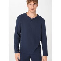 hessnatur Herren Musselin Langarmshirt Regular PURE COMFORT aus Bio-Baumwolle - blau - Größe 46 von hessnatur